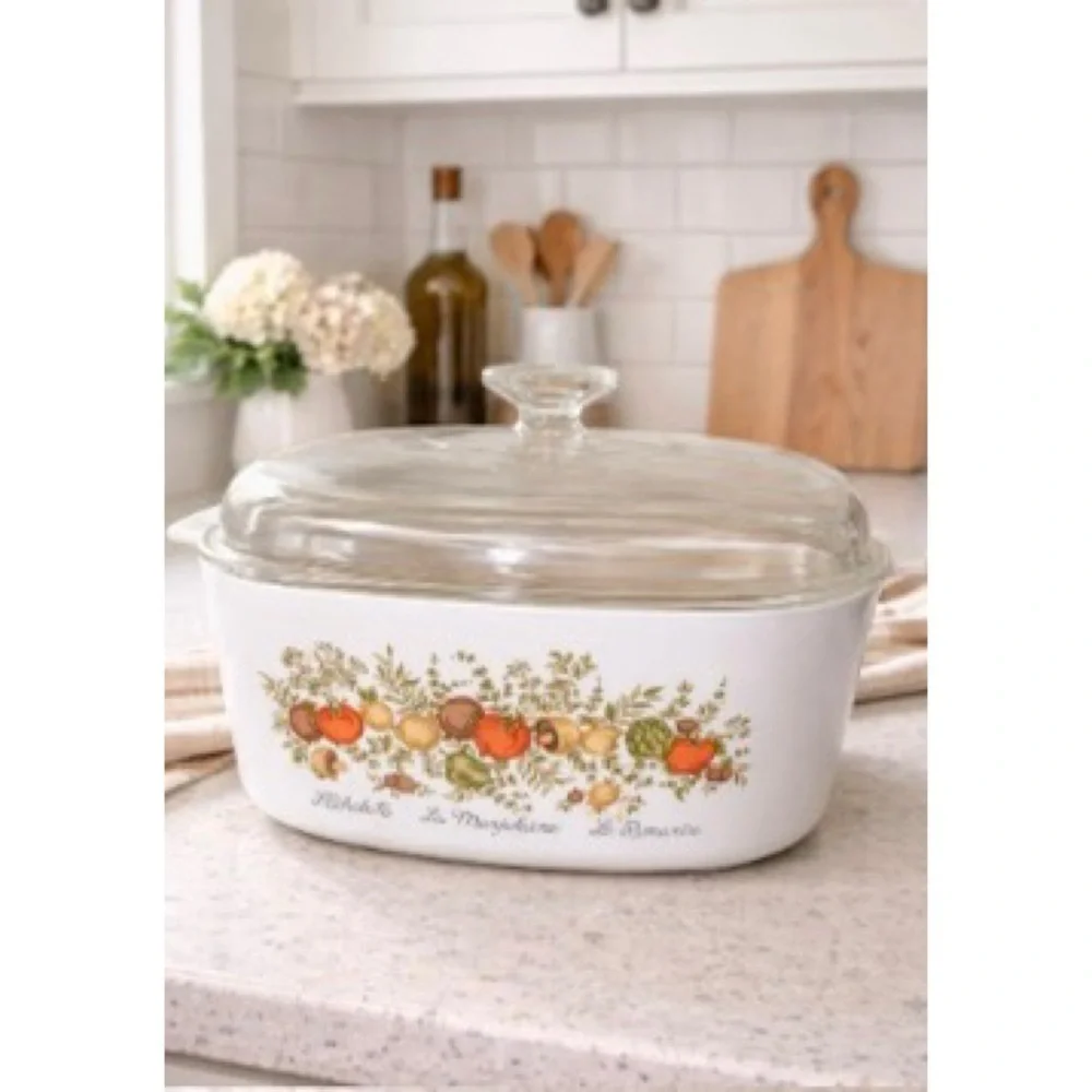Vintage CorningWare Pyrex Spice of Life L'Echalote 5QT A5B Casserole Dish Rare